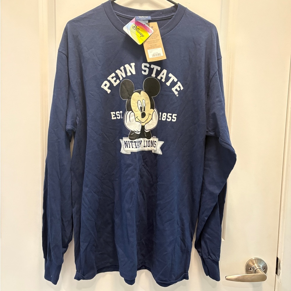 Penn State Mickey Mouse Navy Blue Unisex Long Sleeve Crewneck Shirt